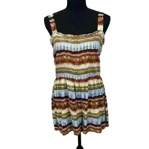 Gypsies & Moondust Womens XL Multicolor Sleeveless Romper Rayon Boho Stretchy - Picture 1 of 16